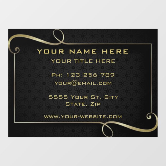 Personalized Black and Gold Business Window Cling (Sheet)