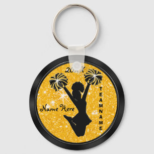 Personalized Black and Gold Cheer Keychains Cheap