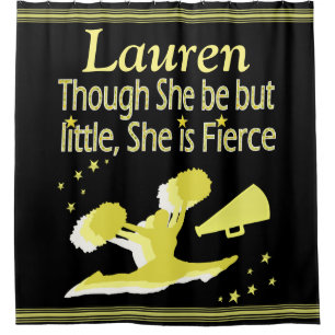 PERSONALIZED BLACK AND GOLD CHEER SHOWER CURTAIN