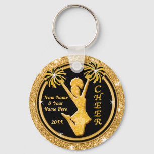 Personalized Black and Gold Cheerleading Keychains