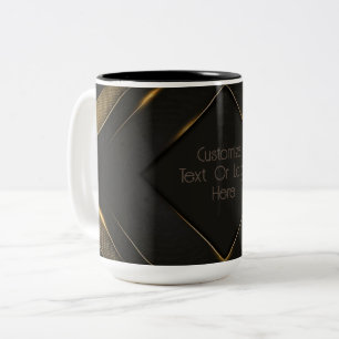 Personalized Black And Gold Chevron Two-Tone Coffee Mug