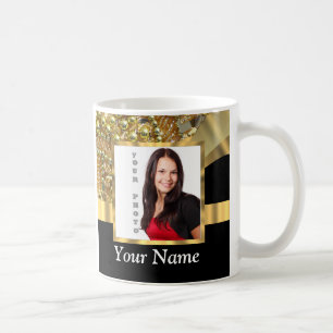 Personalized black and gold coffee mug