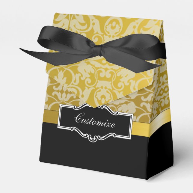 Personalized Black and Gold Favour Box (Front Side)