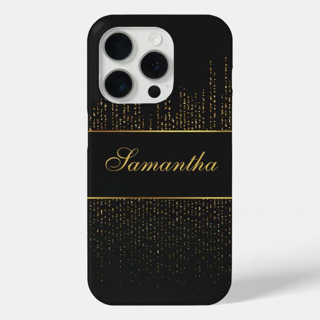 Personalized Black and Gold Glitter Case-Mate iPhone Case (Back)