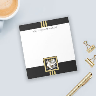 Personalized Black and Gold Glitter Ice Skating Notepad