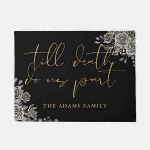 Personalized Black And Gold Goth Doormat