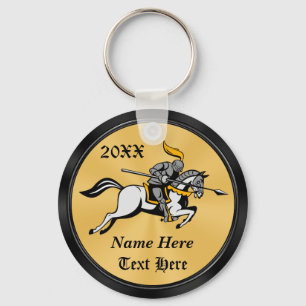 Personalized Black and Gold Knight Gifts Keychains