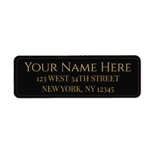 Personalized Black and Gold Name and Address on