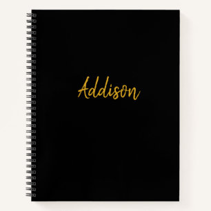 Personalized Black and Gold Notebook
