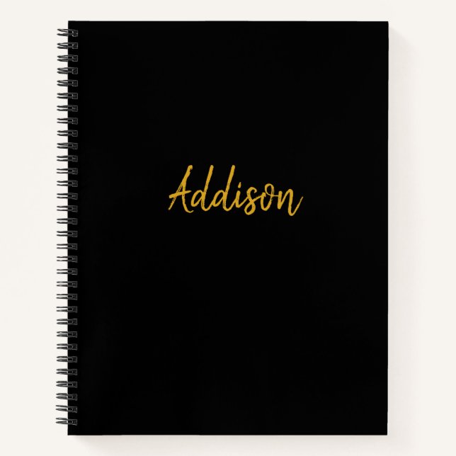 Personalized Black and Gold Notebook (Front)