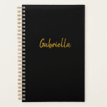 Personalized Black and Gold Planner<br><div class="desc">A personalized black and gold planner. You will be able to easily personalize the front cover with a name in gold. The back cover is a solid black. Please see all photos. This personalized planner would also make a unique gift for her.</div>