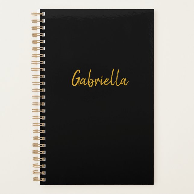 Personalized Black and Gold Planner (Front)