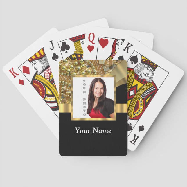 Personalized black and gold playing cards (Back)