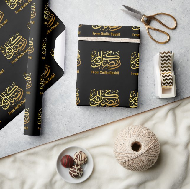 Personalized Black and Gold Ramadan Mubarak Wrapping Paper (Crafts)