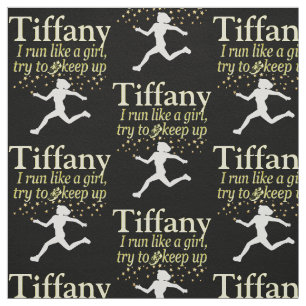 PERSONALIZED BLACK AND GOLD RUNNER GIRL FABRIC