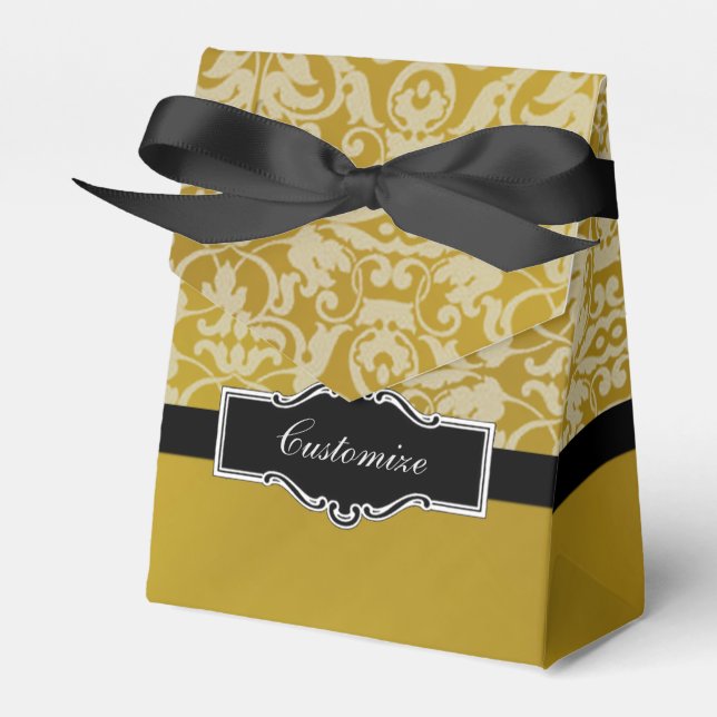 Personalized Black and Gold Tent Favour Box (Front Side)