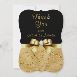 Personalized, Black and Gold Thank You Cards