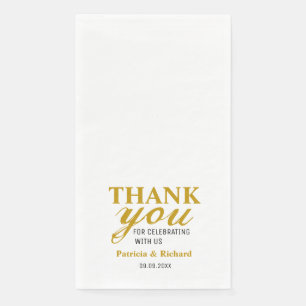 Personalized Black And Gold Wedding Thank You Napkin