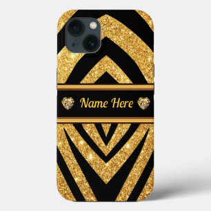 Personalized Black and Gold Zebra Print Phone Case