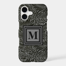 Personalized Black and Grey Botanical Monogram