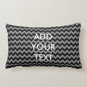 Personalized Black and Grey Chevron Pillow