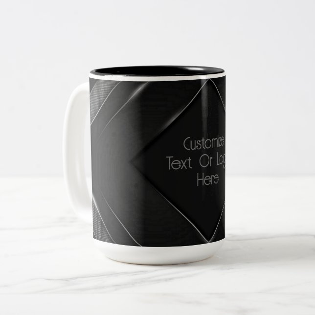 Personalized Black And Grey Chevron  Two-Tone Coffee Mug (Front Left)