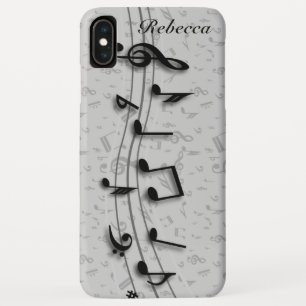 Personalized Black and Grey Musical Notes iPhone XS Max Case