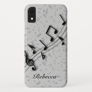 Personalized Black and Grey Musical Notes iPhone XR Case