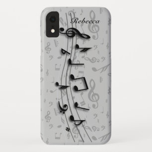 Personalized Black and Grey Musical notes iPhone XR Case