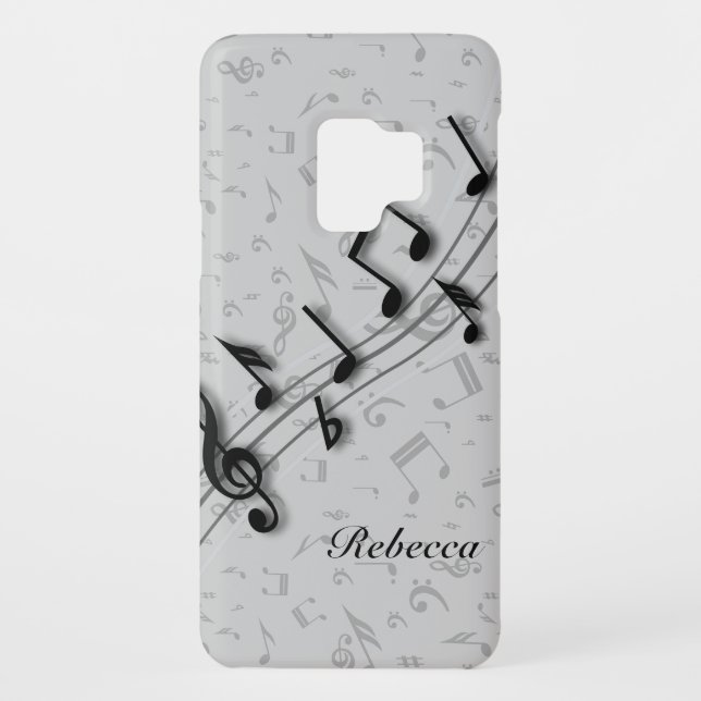 Personalized black and grey musical notes Case-Mate samsung galaxy case (Back)