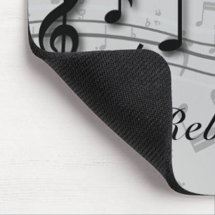 Personalized black and grey musical notes mouse pad