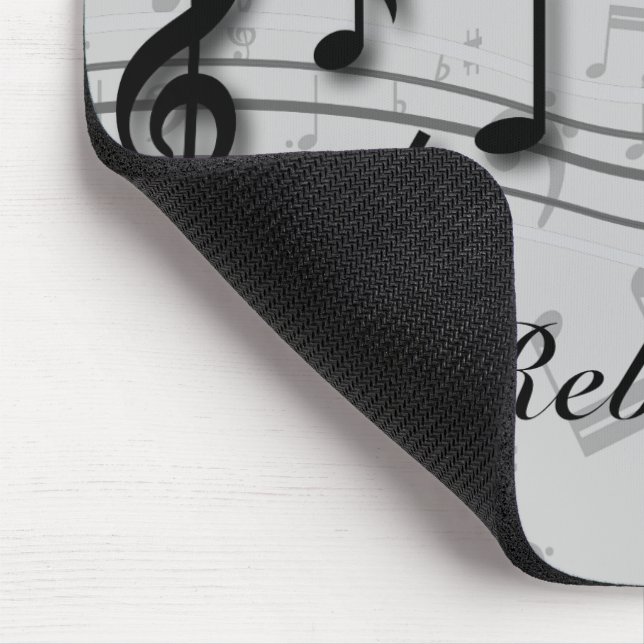 Personalized black and grey musical notes mouse pad (Corner)
