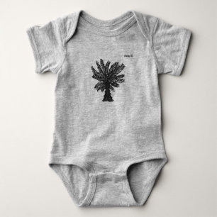 Personalized Black And Grey Palm Tree Baby Bodysuit