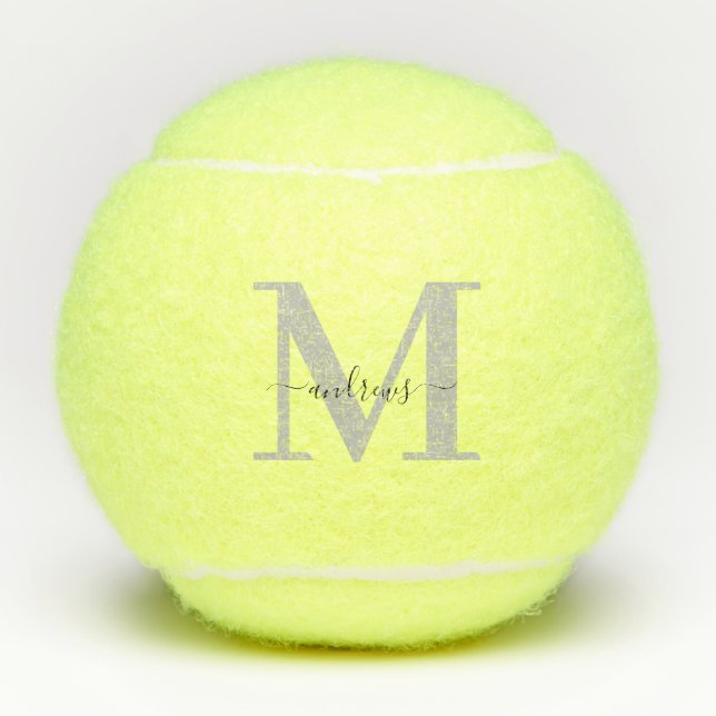 Personalized black and grey Signature Name  Tennis Balls (Front)