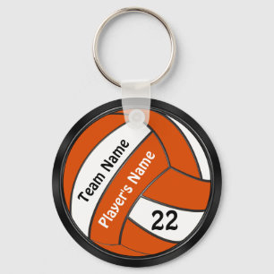 Personalized Black and Orange Volleyball Keychains