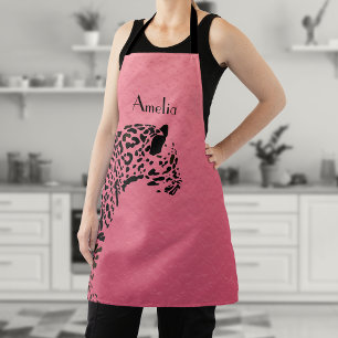 Personalized Black and Pink Jaguar Apron