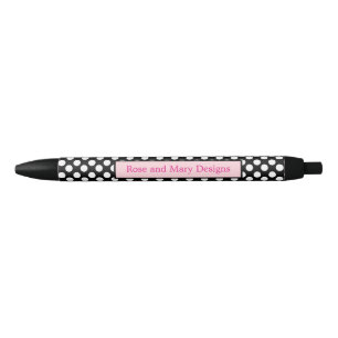 Personalized Black and Pink Polka Dot Pen