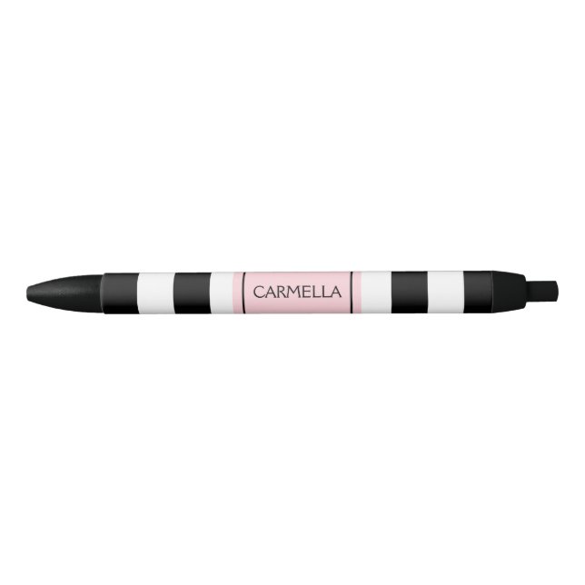 Personalized Black and Pink Striped Pen (Front)