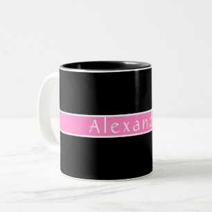 Personalized Black and Pink Two-Tone Coffee Mug