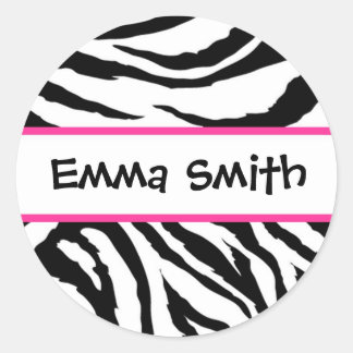 Personalized Black and Pink Zebra Stickers