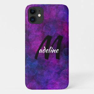 Personalized Black and Purple Abstract Bubbles   iPhone 11 Case