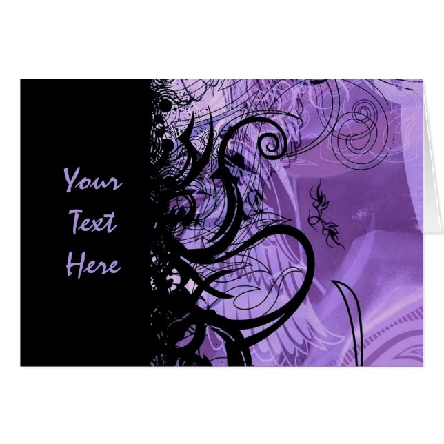 Personalized Black and Purple Goth Pattern Card (Front Horizontal)