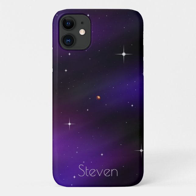 Personalized Black and Purple Spacescape Art Case-Mate iPhone Case (Back)