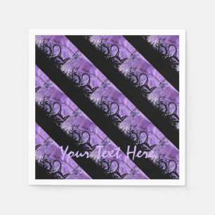 Personalized Black and Purple Striped Napkins