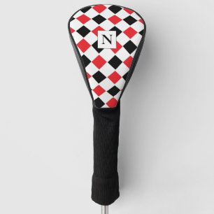 Personalized Black and Red Argyle Pattern  Golf Head Cover