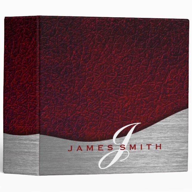 Personalized Black and Red Gold Faux Confetti Binder (Front/Spine)