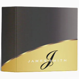 Personalized Black and Red Gold Faux Confetti Binder