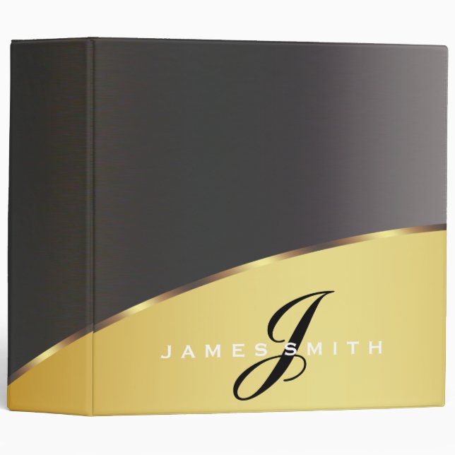 Personalized Black and Red Gold Faux Confetti Binder (Front/Spine)