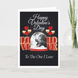 Personalized Black and Red Valentine Photo Card 