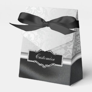 Personalized Black and Silver Damask Favour Box 2